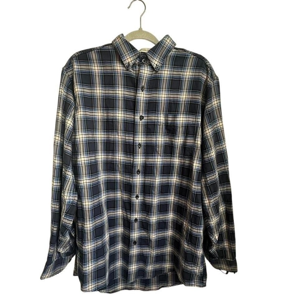 L.L.Bean blue plaid button up shirt Size Medium Tall